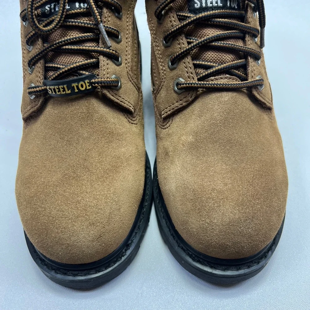 Brahma Alpha Boots Mens 7.5 Leather Steel Toe Waterproof Workwear No Insoles